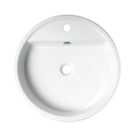 Alfi Brand ALFI brand ABC702 White 19" Round Semi Recessed Ceramic Sink with Faucet Hole ABC702